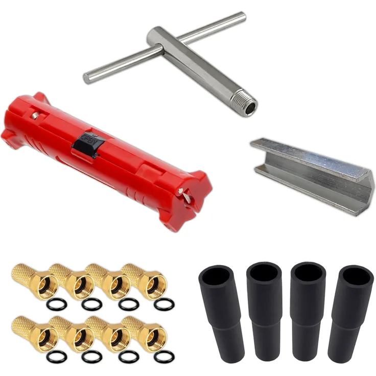 Aufdreh-Set für F Stecker 3-teilig + Gummitüllen + F-Stecker