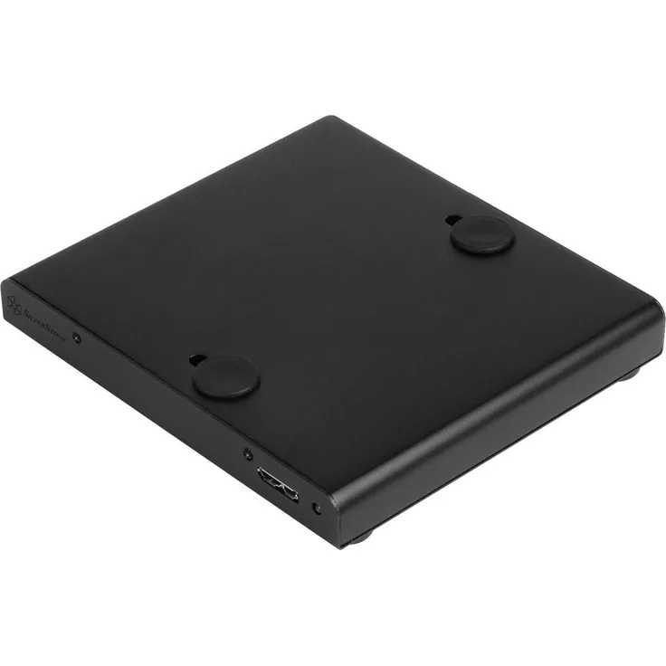 SilverStone SST-PTS01B - Externes USB 3.0 Super-Speed Intel-NUC Festplatten-Gehäuse für 9,5 mm dicke 2,5'' SATA-III-HDDs oder SSDs, kompatibel mit allen VESA-fähigen Monitoren, schwarz