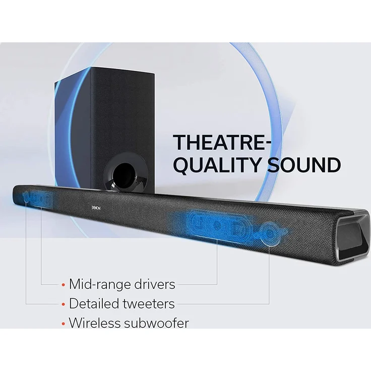 Denon DHT-S316BKE2 2.1 Soundbar mit Subwoofer, kabellos/kabelgebunden, geeignet für TV, schwarz (2019) – Bild 9