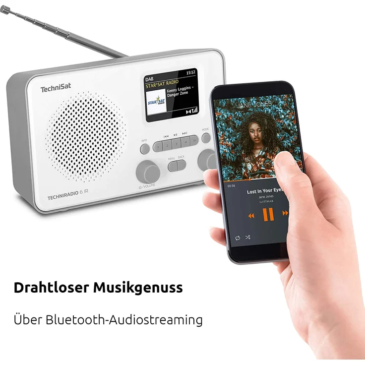 TechniSat Techniradio 6 IR Tragbares Radio mit Bluetooth, WLAN, Wecker, TFT-Display, Wecker, weiß – Bild 5