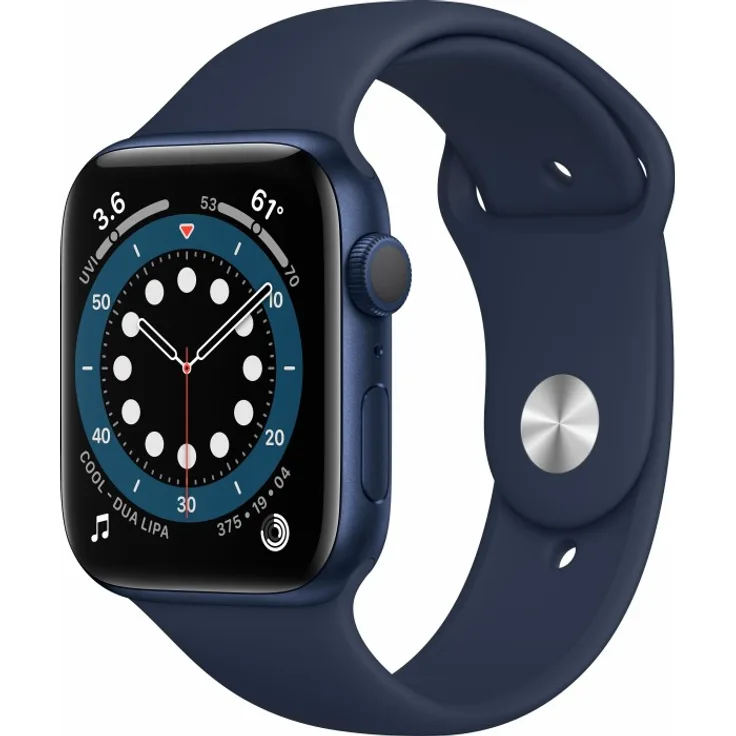 Apple Watch Series 6 Smartwatch GPS, 44mm, Aluminiumgehäuse Blau, Sportarmband Dunkelmarine