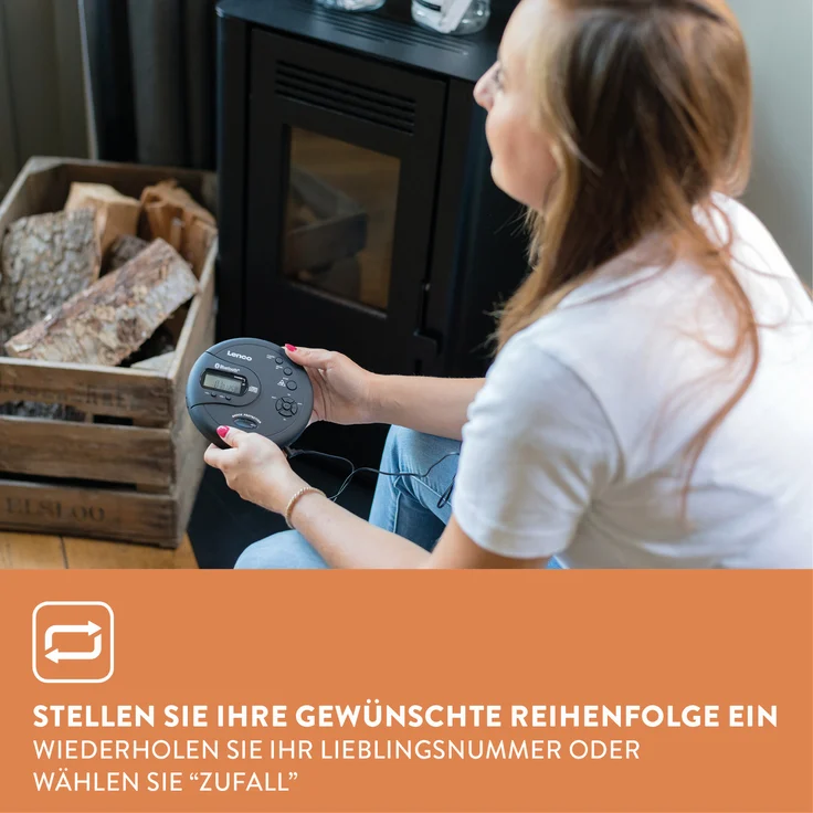 Lenco CD-300 Tragbarer CD-Player Walkman mit Bluetooth, MP3 Funktion, Antishock, schwarz – Bild 9