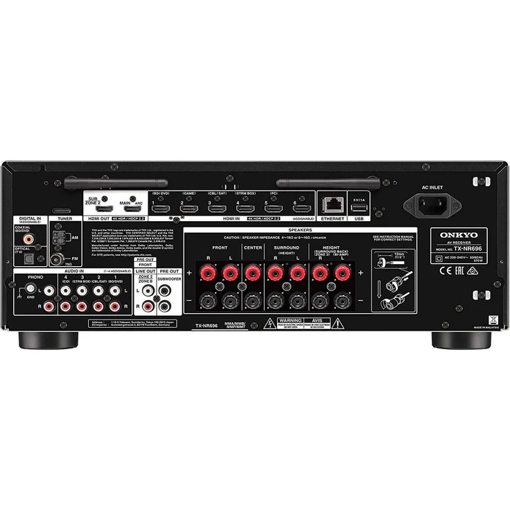 Onkyo TX-NR696(B) 7.2 Kanal AV Receiver (THX Kinoklang, Dolby-DTS:X, WLAN, Bluetooth, Streaming, Musik Apps, Spotify, Deezer, Radio, Multiroom, 175W-kanal) schwarz – Bild 4