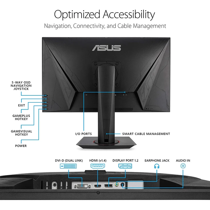 Asus VG278QR (90LM03P3-B01370) - 27 Zoll, Full HD (1920 x 1080), TN-Panel, 165Hz, 0,5ms, 400cd/m² – Bild 4