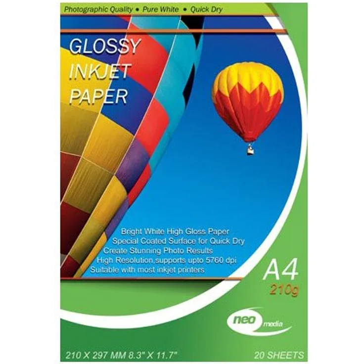 Neo Media Fotopapier, glänzend, A4, 210 g, Weiß, 20 Blatt