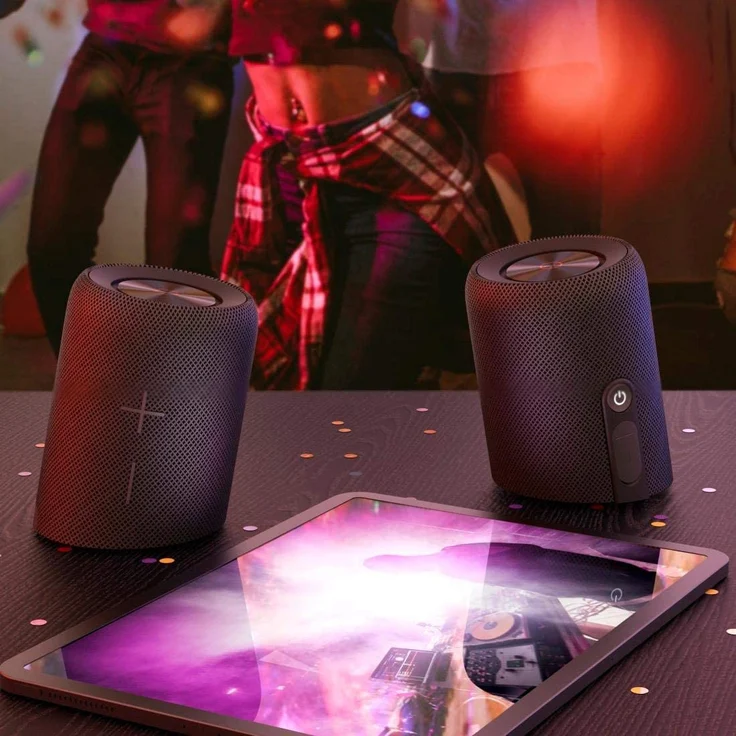 Hama 188220 2in1 Bluetooth-Lautsprecher Twin 2.0 wasserdicht (Teilbare, tragbare Bluetooth Box, Mono/Stereo Speaker mit 20W, Musikbox wasserdicht nach IPX7, Aux, 6h Spielzeit, True Wireless Stereo) schwarz – Bild 8