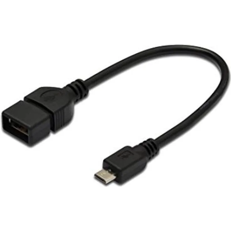 DIGITUS USB 2.0 Anschluss-Kabel - 0.2m - Adapter-Kabel - USB Micro B auf USB Typ A - OTG (On-The-Go) - Schwarz