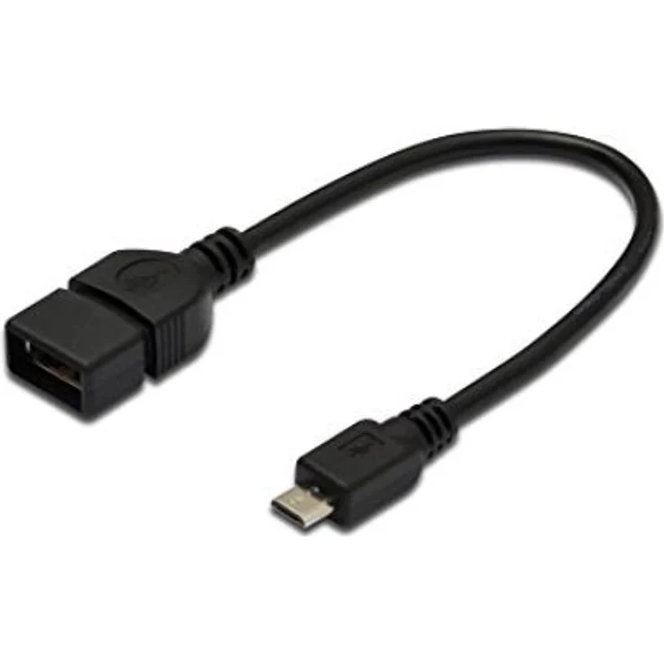 DIGITUS USB 2.0 Anschluss-Kabel - 0.2m - Adapter-Kabel - USB Micro B auf USB Typ A - OTG (On-The-Go) - Schwarz
