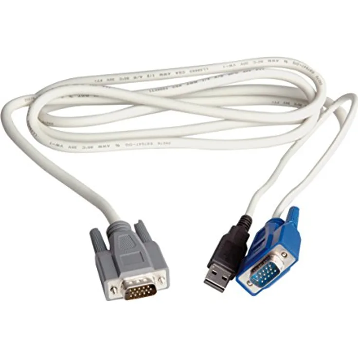 ROLINE KVM Kabel Switch - PC | USB - VGA Datenkabel | Steuerung von Tastatur, Monitor und Maus | 1,8 m