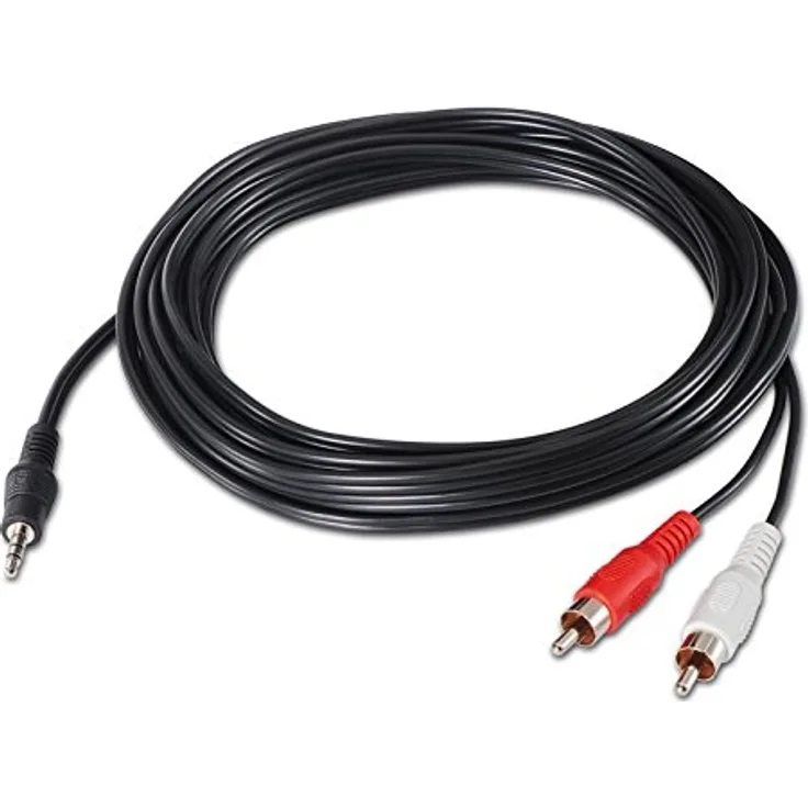 Nanocable 10.24.0305 - 2 Cinch Stereo Audiokabel, JACK 3.5-M-2xRCA-M, männlich-männlich, schwarz, 5.0 mts