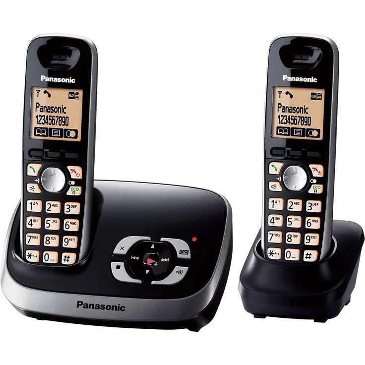 Panasonic KX-TG6522GB Duo Schnurlostelefon mit Anrufbeantworter schwarz – Bild 1