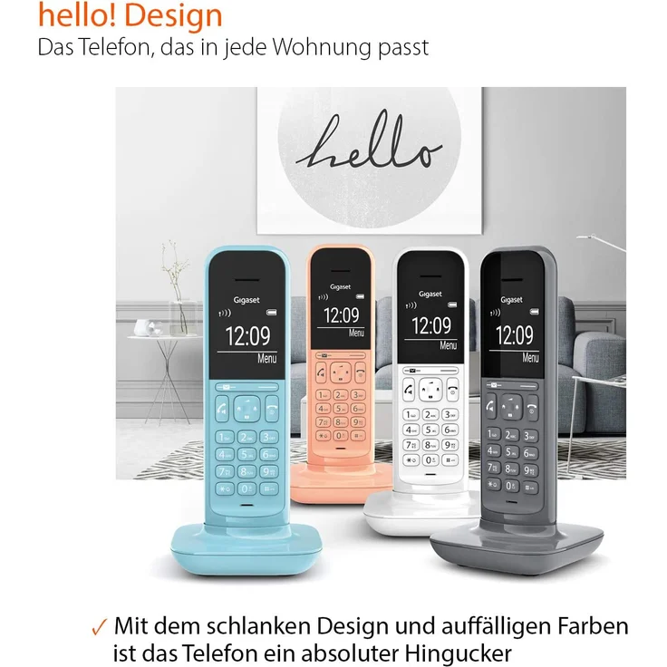 Gigaset CL390HX Universal Mobilteil, Design Telefon, geeignet für FRITZ!Box und HD Voice Freisprechfunktion, schnurloses DECT Telefon mit großem Grafik Display, Cantaloupe, VoIP-Telefon, orange – Bild 11