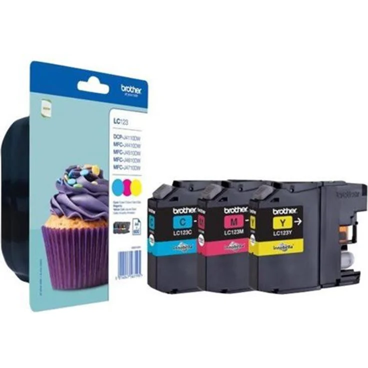 Brother LC-123RBWBP LC-123 Tintenpatrone Standardkapazität Rainbow Blister, cyan-magenta-gelb – Bild 1