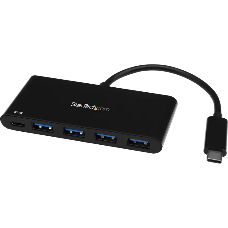 StarTech.com 4 Port USB 3.0 Hub (mit Stromversorgung, USB-C to 4x USB-A, Kompakter USB C Hub, USB Typ C Hub mit PD 2.0, Powered USB Hub)