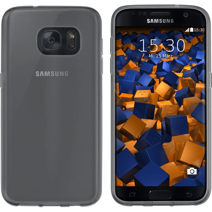mumbi Hülle kompatibel mit Samsung Galaxy S7 Handy Case Handyhülle, transparent schwarz