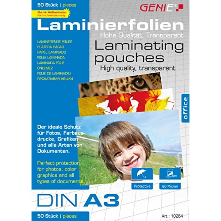 Genie Laminierfolien (DIN A3, 80 Micron) 50er Pack
