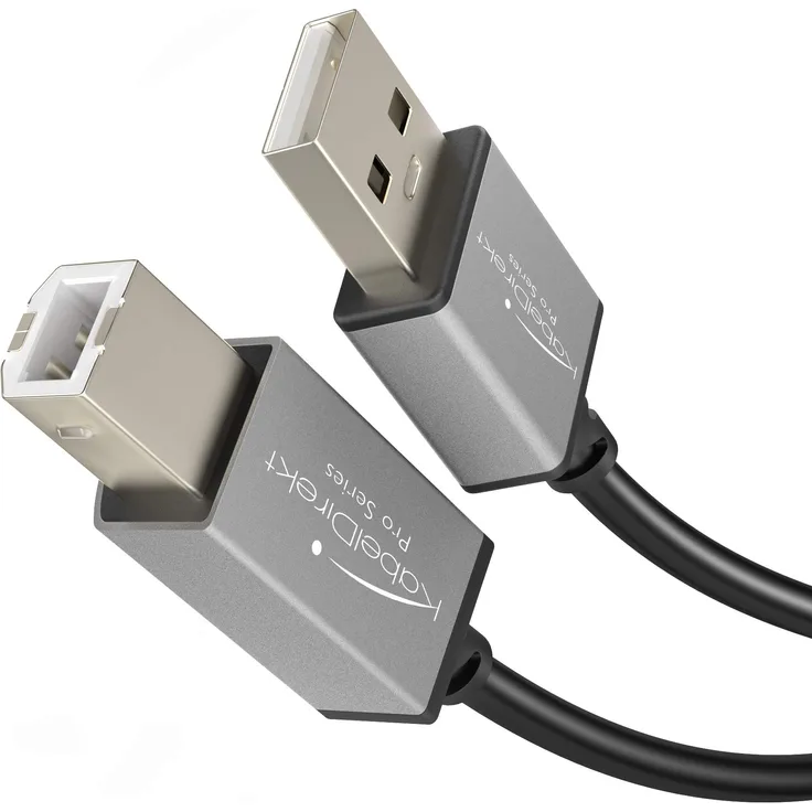 KabelDirekt - USB B 2.0 Kabel - 3m - (USB A auf USB B zur Verwendung als Druckerkabel, Scannerkabel oder für Faxgeräte, schwarz-Space Grey) - PRO Series