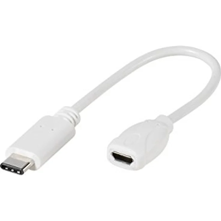 Vivanco Adapter (0,1m, hohe Übertragungsrate-Ladestrom, USB Typ C Stecker auf USB 2.0 Micro B Buchse) weiß – Bild 1