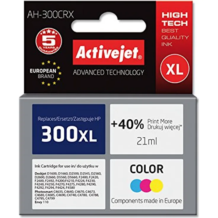 ActiveJet AH-300CRX Tinte Refill (geeignet für HP No.300XL, farbig