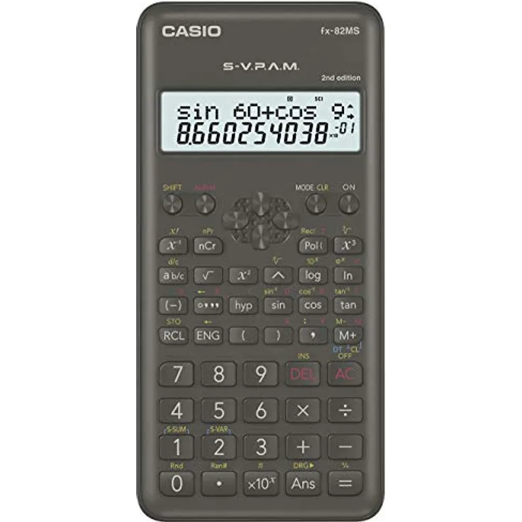 Casio FX-82MS-2 Wissenschaftlicher Taschenrechner, Batteriebetrieb, grau