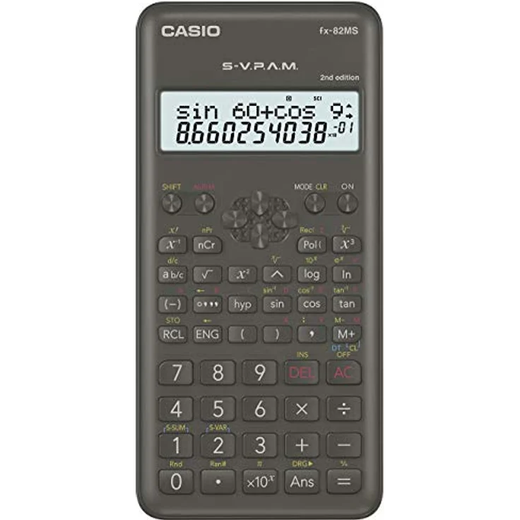 Casio FX-82MS-2 Wissenschaftlicher Taschenrechner, Batteriebetrieb, grau
