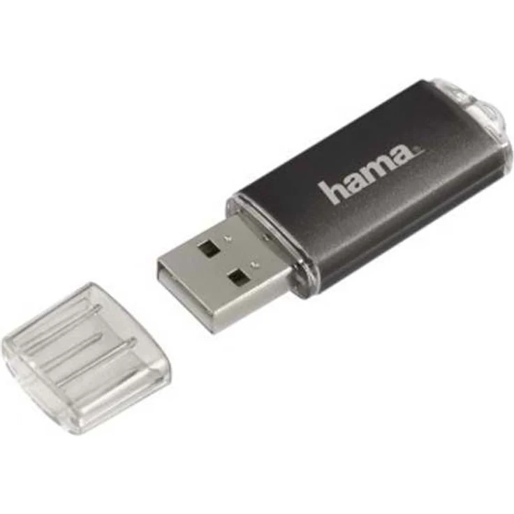 Hama 16GB USB-Stick USB 2.0 Datenstick (10 MB-s Datentransfer, USB-Stick mit Öse zur Befestigung am Schlüsselring, Speicherstick, Memory Stick mit Verschlusskappe, geeignet für Windows-MacBook) grau – Bild 1