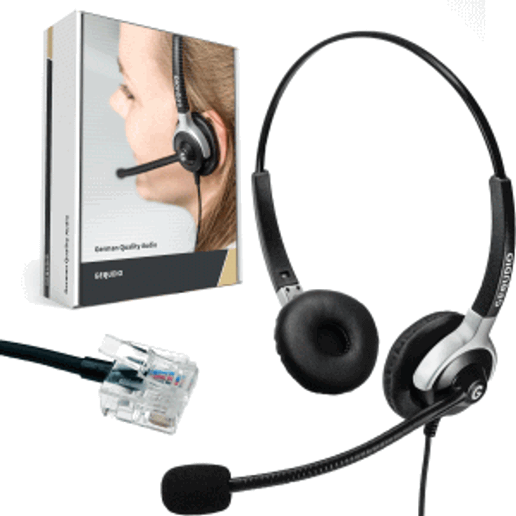 Gequdio Headset Binaural RJ45 kompatibel für Unify