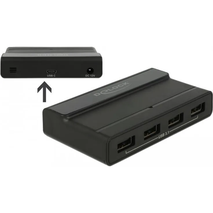 DeLOCK Externer USB 3.1 4 Port Hub mit 10 Gbps