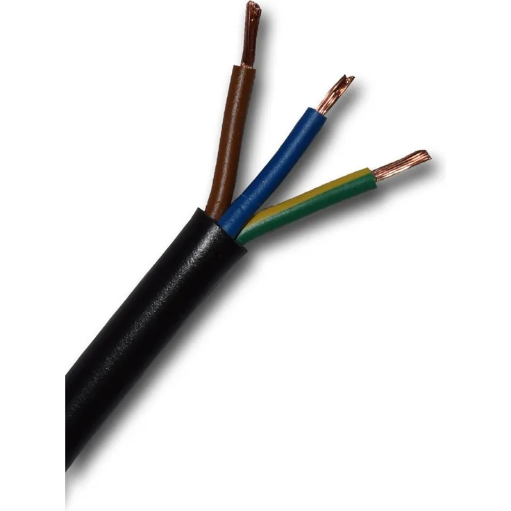 EBROM - 15 Meter Kunststoff Schlauchleitung rund LED Kabel Leitung Gerätekabel H03VV-F 3x0,75 mm² (mm2) - Farbe: SCHWARZ