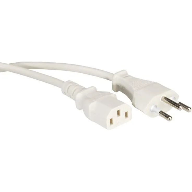 Value Netzkabel T12 auf C13 | Stromkabel mit C13 Kaltgeräte Buchse und Stecker Typ 12 | Weiss | 1,8 m