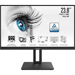 MSI PRO MP242DE 60 cm (23,8 Zoll) Office LED Monitor (Full-HD, 75Hz, IPS-Panel Technologie, Rahmenloses Design, HDMI, schwarz)