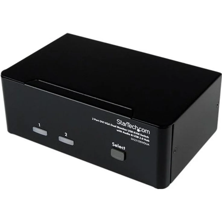 StarTech.com Dual DVI VGA 2 Port Monitor Audio Switch 2-fach KVM Umschalter USB 2.0 1920x1200 - 2 x USB 2.0 4 x DVI-I 4 x Klinke (Buchse) – Bild 1