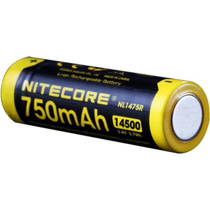Nitecore - Typ 14500R - NL1475R - 3,6 Volt 750mAh Li-Ion Akku mit Micro-USB Lade-Port