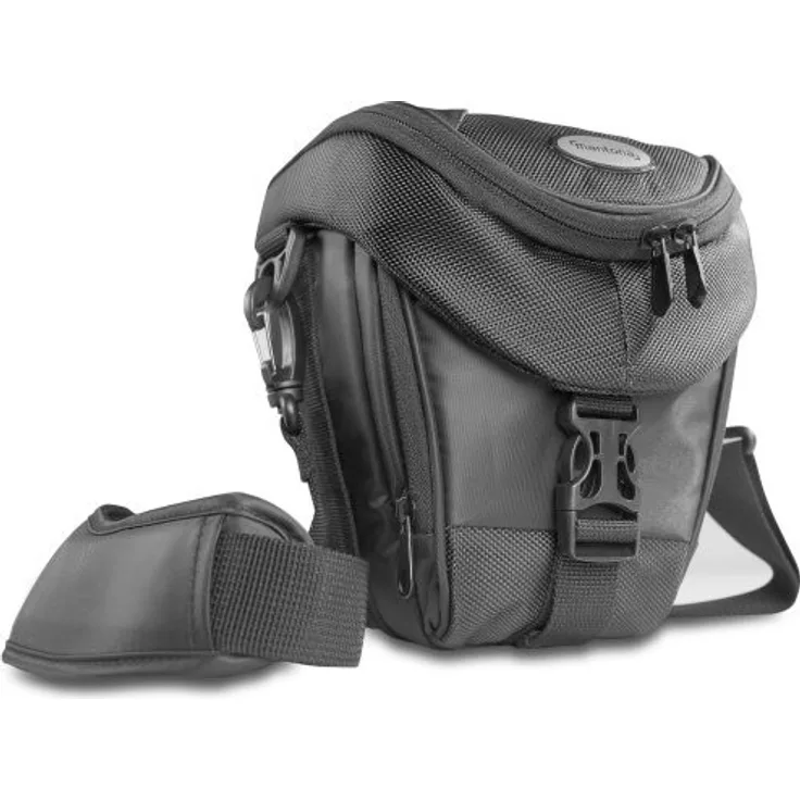 Mantona Colt DSLR Kamera Tasche für Spiegelreflex, SLR, Kompaktkamera, Systemkamera, Schultertasche Umhängetasche mit Platz für Zubehör, wasserdicht, schwarz