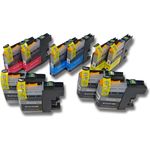 vhbw 10x Druckerpatronen Tintenpatronen Set mit Chip für Brother DCP-J 132 W, 152 W, 152 WR, 4110 DW wie LC121, LC121BK, LC121C, LC121M, LC121Y.