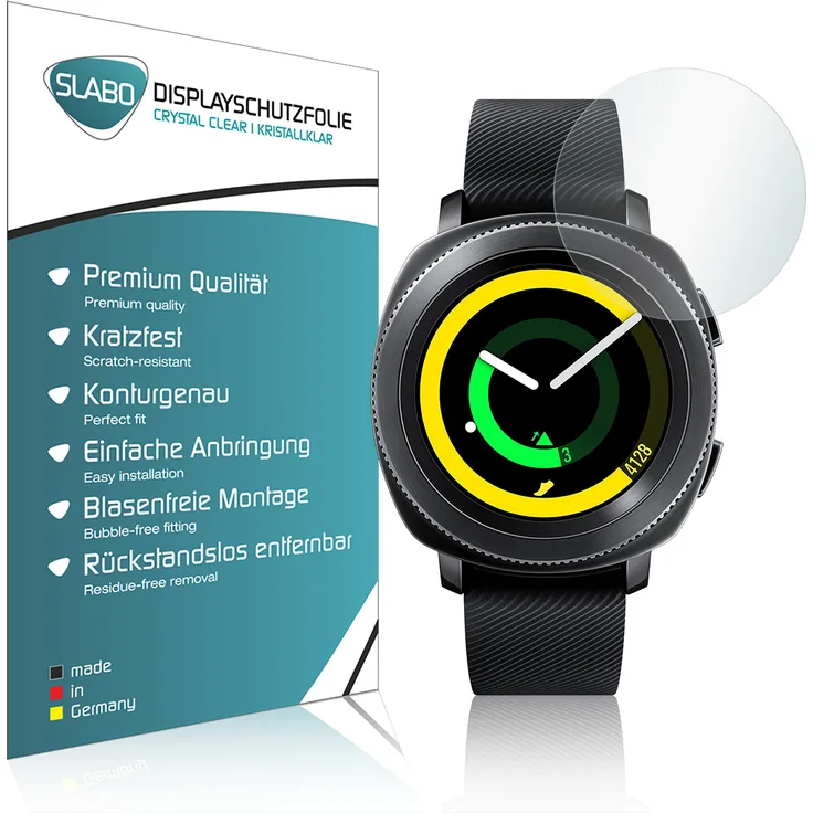 4x Slabo Displayschutzfolie für Samsung Gear Sport (SM-R600) KLAR Crystal Clear (verkleinerte Folien) Displayfolie Schutzfolie Folie
