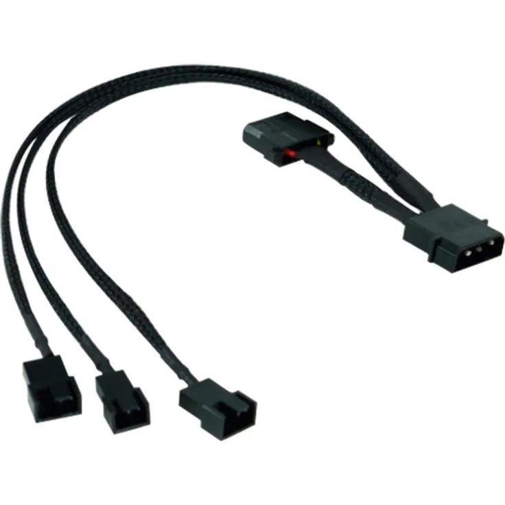 Phobya 4Pin Molex auf 2x 4Pin PWM und 3Pin Adapter, schwarz