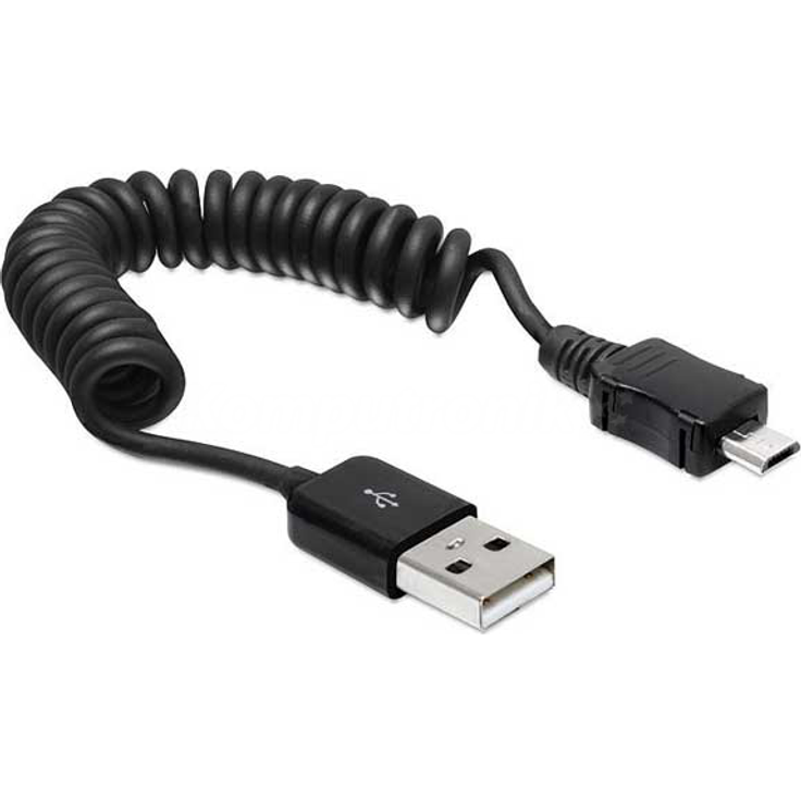 DeLOCK - USB-Kabel - USB Typ A, 4-polig (M) - 5-polig Micro-USB Typ B (M) - 60cm - aufgespult - Schwarz (83162)