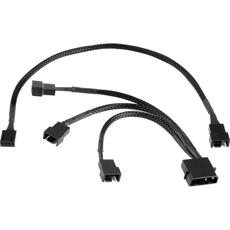 Poppstar Lüfter Kabel Set 12V (15cm 2-Pin Y-Kabel 1x Molex Stecker auf 3x Stecker) + 30cm 4-Pin PWM Verlängerungskabel, zum Anschluss von Gehäuselüftern an ein Netzteil