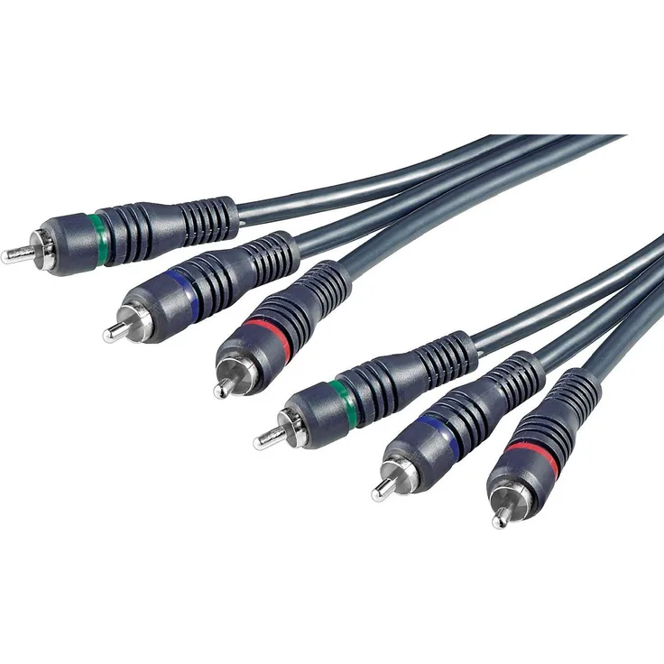 PremiumCord Cinch Kabel HQ 3m, 3x Cinch RCA Stecker auf 3x Cinch RCA Stecker, Qualität Audio Video Verbindungskabel, Stereo, für TV, Handys, MP3, HiFi, Farbe schwarz