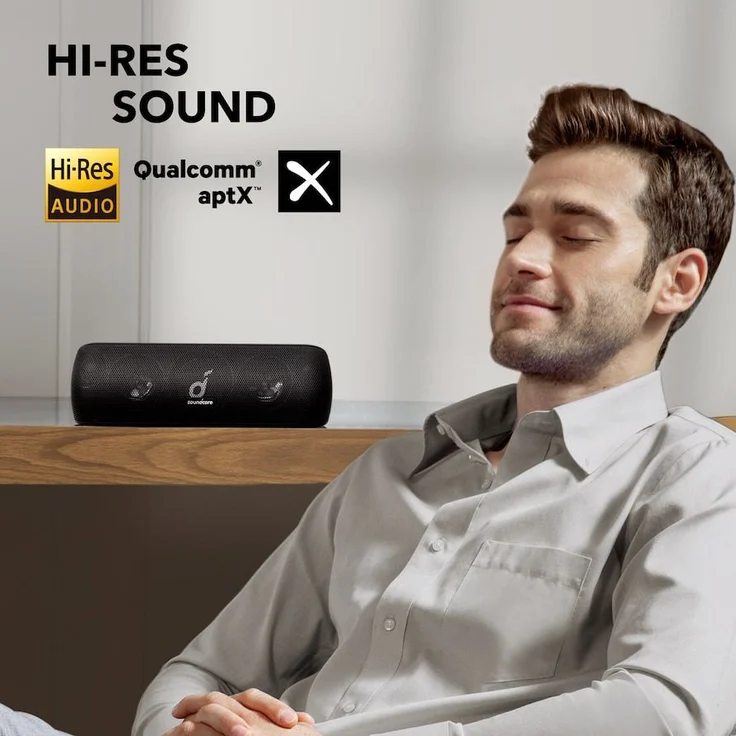 soundcore Motion+ Bluetooth HiFi Lautsprecher mit Hi-Res 30W Audio, Intensiver Bass, Kabelloser, mit App, USB C Konnektivität, Flexibler EQ, 12h Akkulaufzeit, IPX7 Wasserschutz (Schwarz) – Bild 2