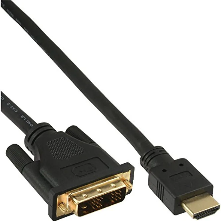 InLine 17658P HDMI-DVI Kabel, vergoldete Kontakte, HDMI Stecker auf DVI 18+1 Stecker, 0,3m
