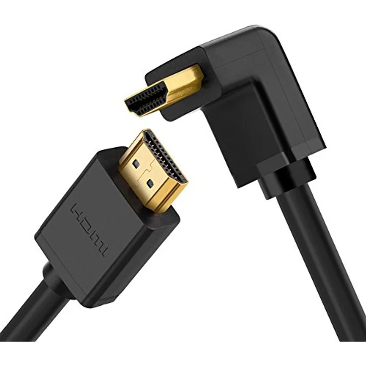 UGREEN HDMI Kabel HDMI 90 Grad Kabel Stecker zu Stecker mit Ethernet für UHD, 4k&3D, 1080P, ARC, kompatible mit Blue-ray Playern, 3D Television,HDTV, Roku, Xbox360, PS3, Apple TV usw Schwarz, 1m