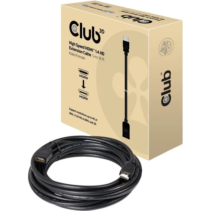 Club 3D CAC-1320 High Speed HDMI 1.4 HD-Verlängerungskabel 5m schwarz