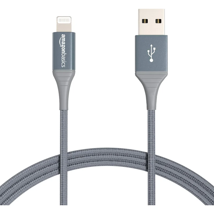 AmazonBasics – Verbindungskabel Lightning auf USB-A, doppelt Nylon-umflochten, fortschrittliche Kollektion, MFi-zertifiziertes Ladekabel für iPhone, dunkelgrau, 1,82 m – Bild 1