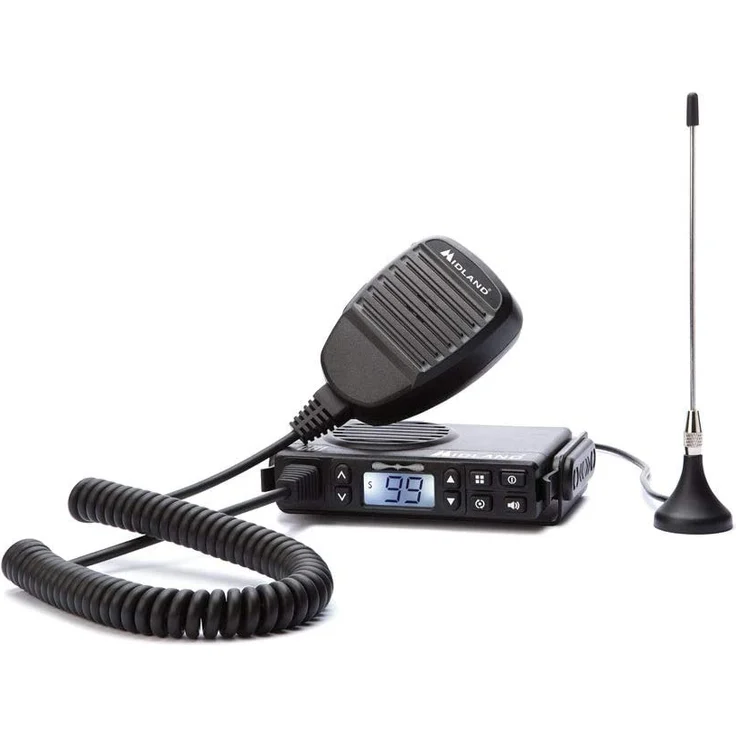 Midland GB1-R Funkempfänger mit 8 Kanälen + 91 programmierbar mit CTCSS - 1 Empfänger, integrierte magnetische Antenne, Halterung, Mikrofon und Halterung, PMR-Funkgerät, schwarz – Bild 2