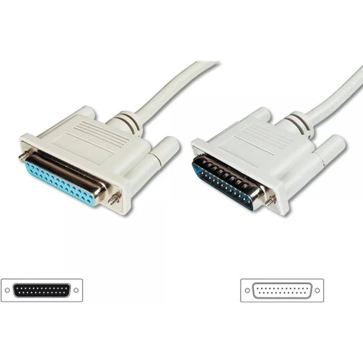 DIGITUS Paralleles Anschluss-Kabel - D-Sub 25 zu D-Sub 25 - Stecker zu Buchse - 2.0m - Verlängerungskabel - Beige - Preisvergleich – Bild 1