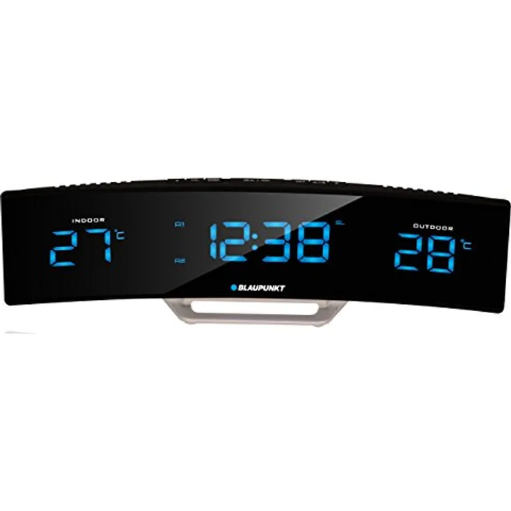Blaupunkt CR12BK Radiowecker mit LED-Display, Temperatur Innentemperatur Außentemperatur Uhrzeit Wecker Schwarz