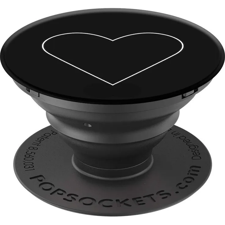PopSockets - Ausziehbarer (Nicht Austauschbarer) Sockel und Griff für Smartphone und Tablet - White Heart Black