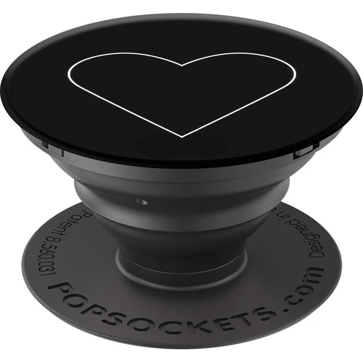 PopSockets - Ausziehbarer (Nicht Austauschbarer) Sockel und Griff für Smartphone und Tablet - White Heart Black – Bild 1